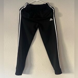 Adidas Kids Black Joggers with White Stripes